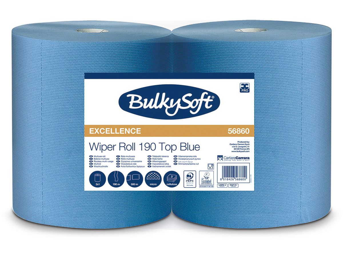 BULKYSOFT Putztuchrolle 3-lagig 38x36cm 26261 blau 2 Rollen (8018426568600)