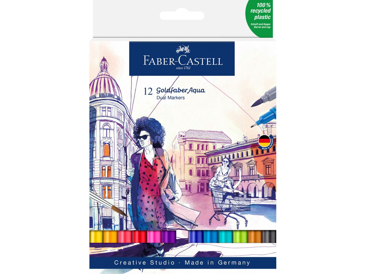 FABER-CASTELL Goldfaber Dual Marker 164612 12 colori, Etui (4005401646129)