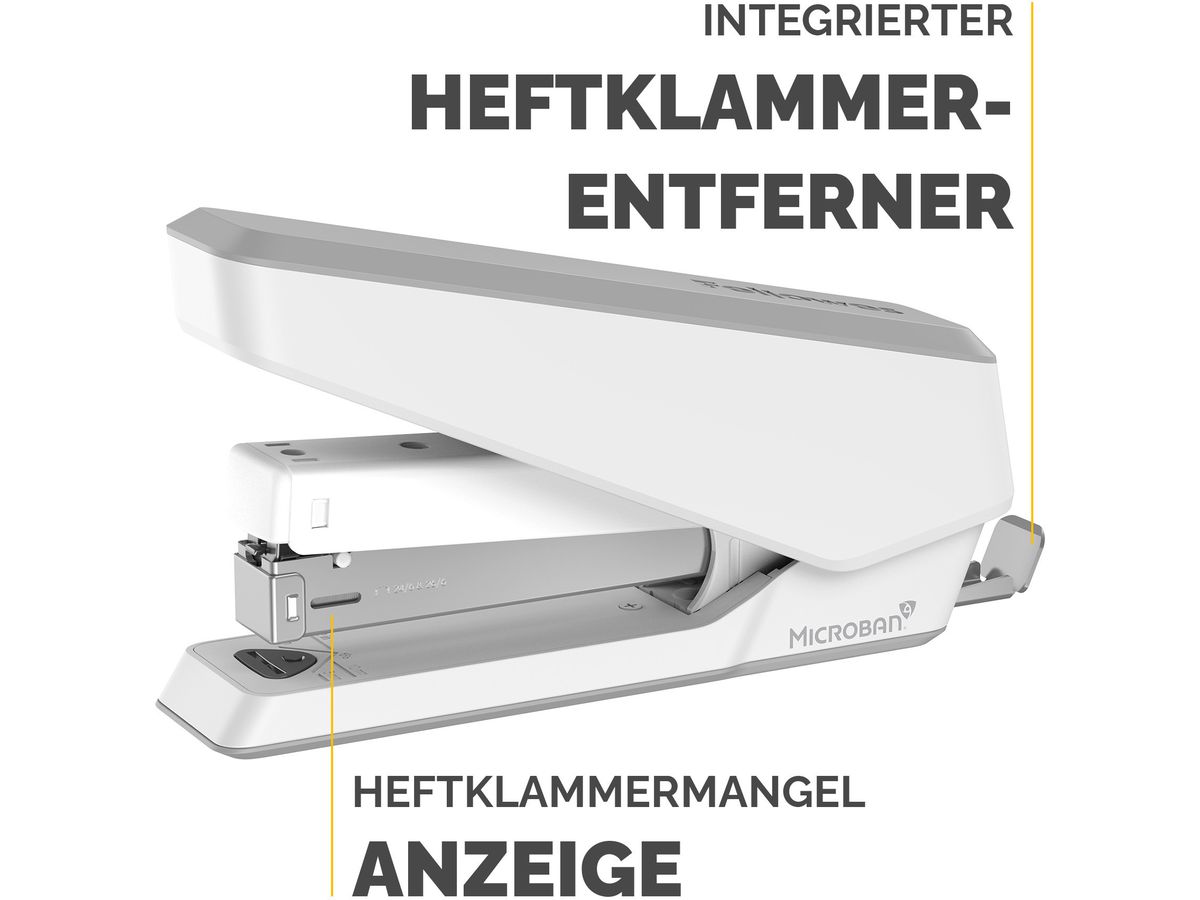 FELLOWES Agrafeuse EasyPress LX850 5011801 Microban, blanc 25 feuilles (0043859776573)