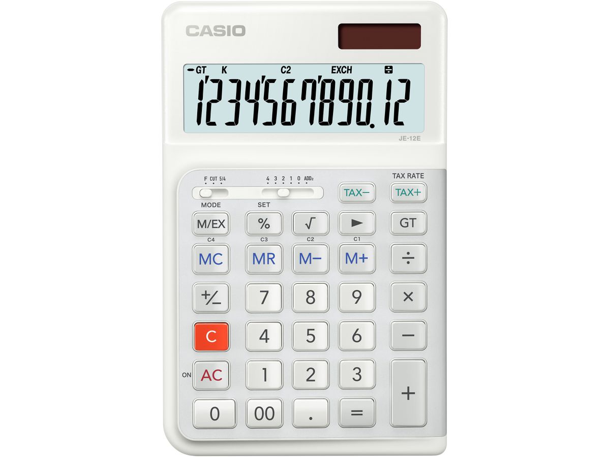 CASIO Calculatrice de table JE-12E blanc (4549526614637)