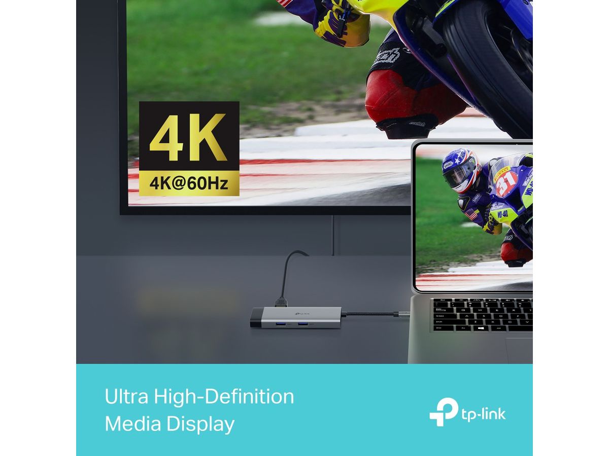 TP-LINK USB-C 6-Port Hub UH6120C HDMI 4K,USB-A&C, PD 100W,RJ45 (8885021371887)
