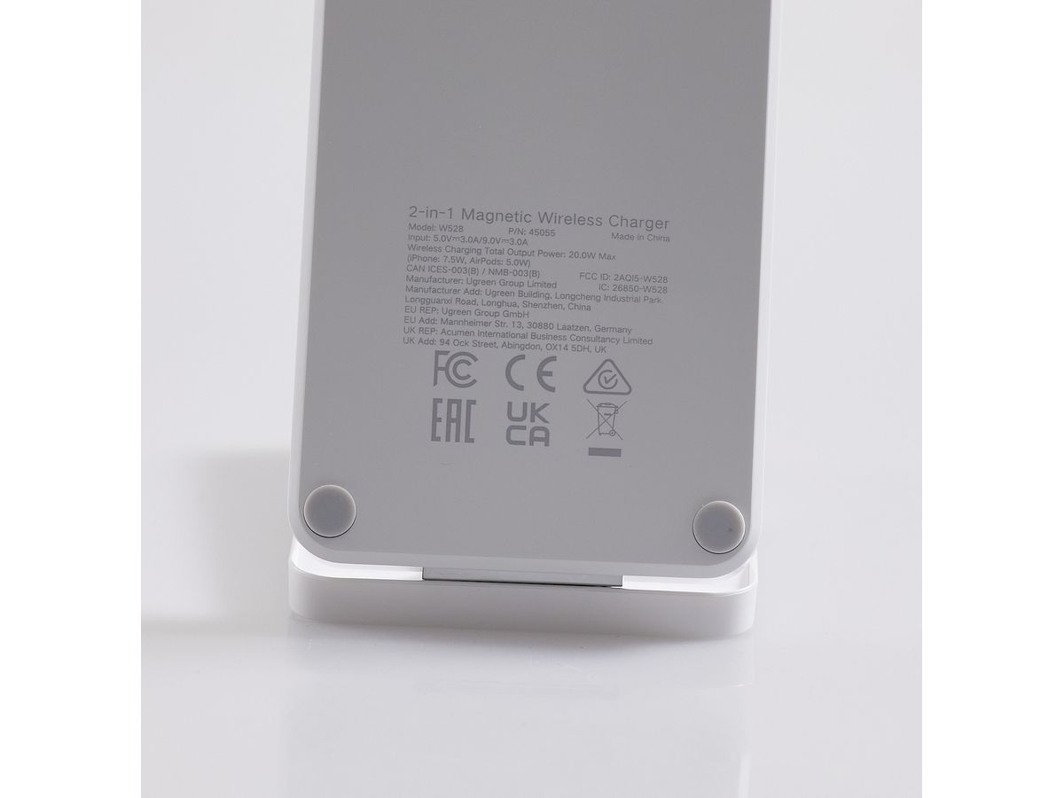UGREEN Wireless Charger 2in1 ,20W 45055 iPhone,AirPods, White (6941876240555)