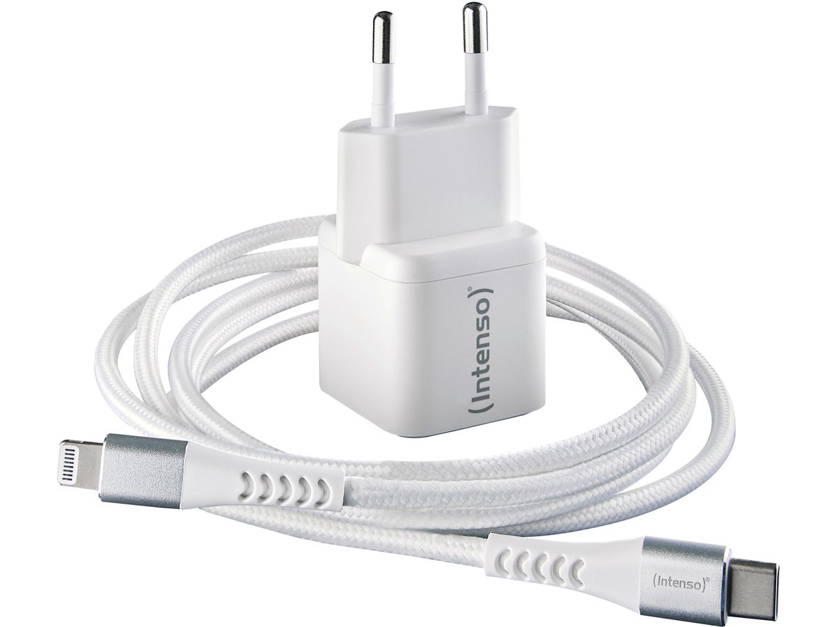 INTENSO Power Charger 30W GaN 1x USB-C 7803052 +Cable USB-C - Lightning white (4034303034116)
