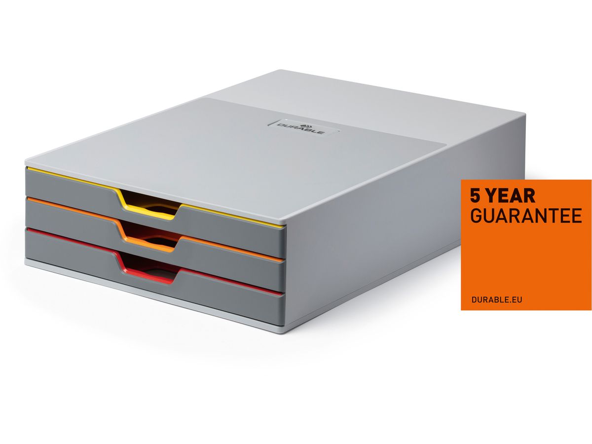 DURABLE Cassettiera Varicolor 3 760327 bianco/colorato 3 scomparti (4005546985602)
