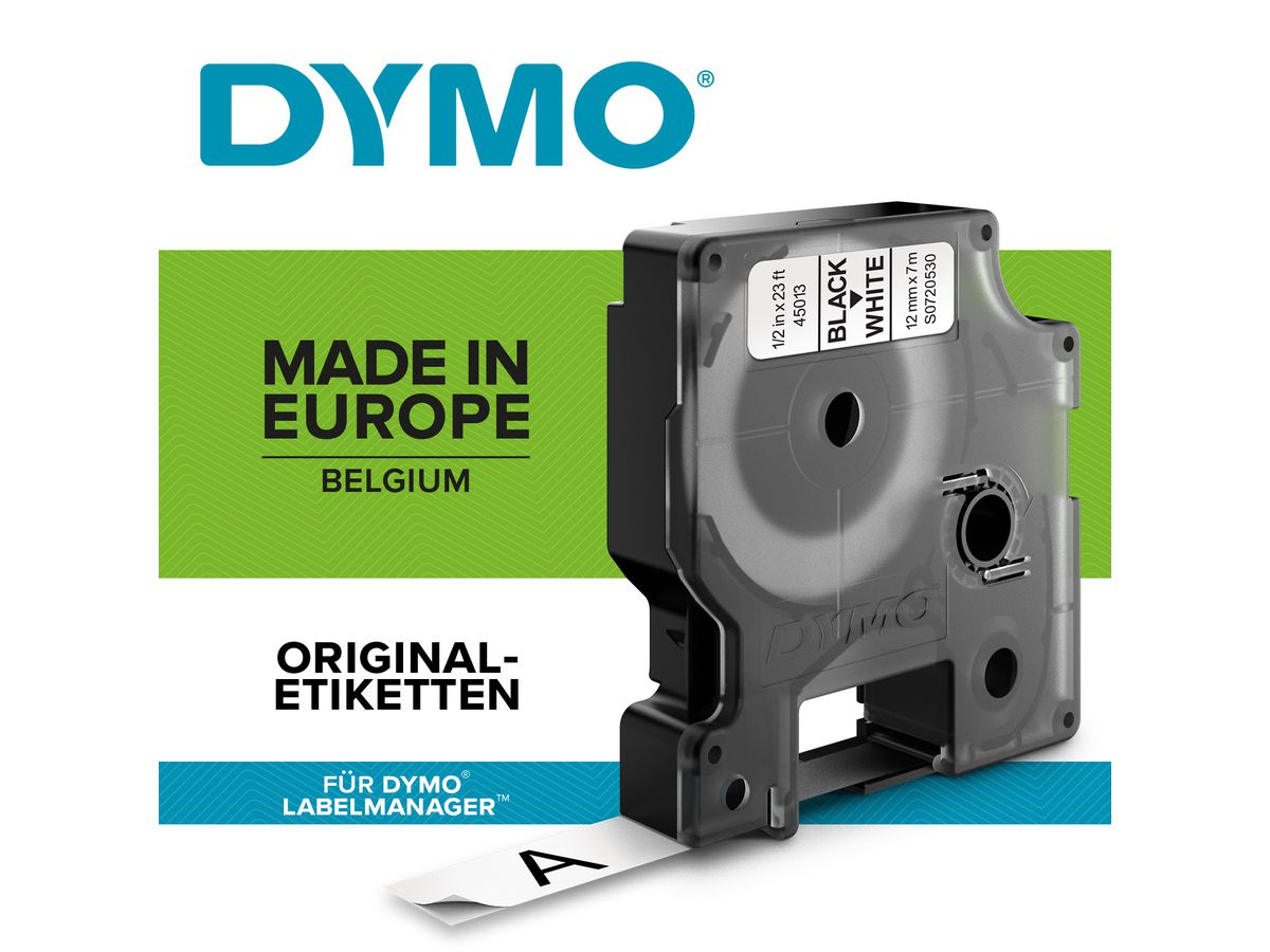 DYMO Schriftband D1 schwarz/weiss S0720530 12mm/7m (5411313450133)