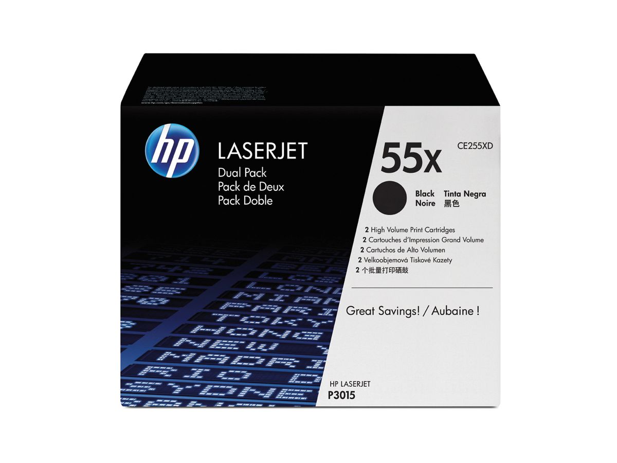 HP Modulo di toner 55X nero CE255XD LaserJet P3015 2 pezzi (0885631277102)
