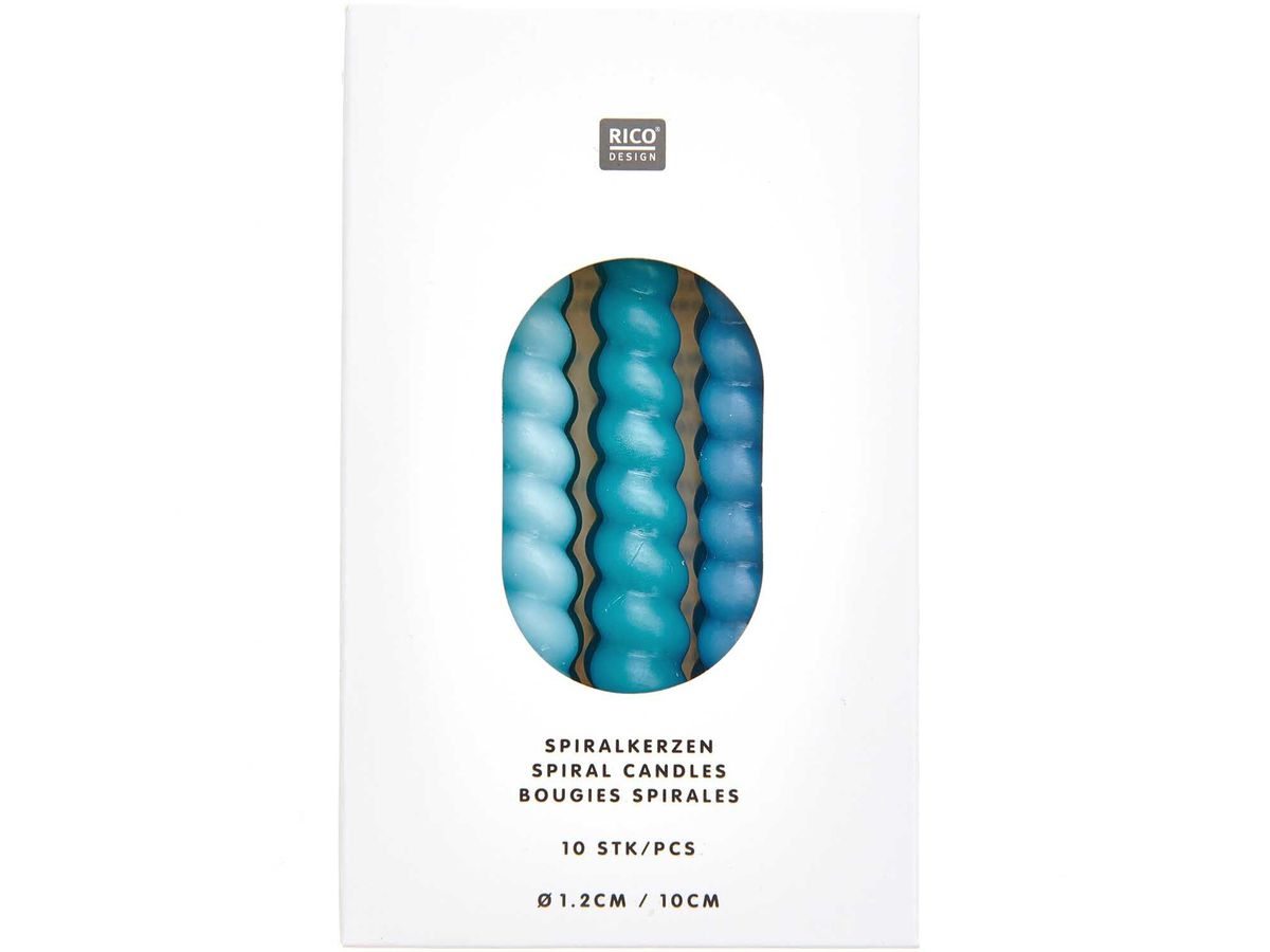 RICO DESIGN Candele a spirale 10cm 400104 Smokey blu mix 10 pezzi (4051271212773)