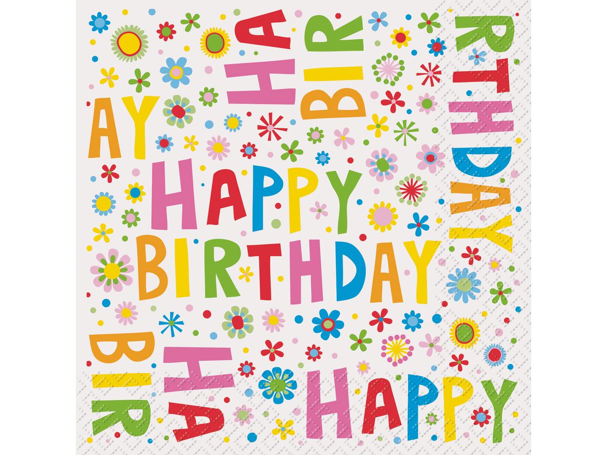 STEWO Servietten 25x25cm 2573923660 Happy Birthday 20 Stück (7610431826891)