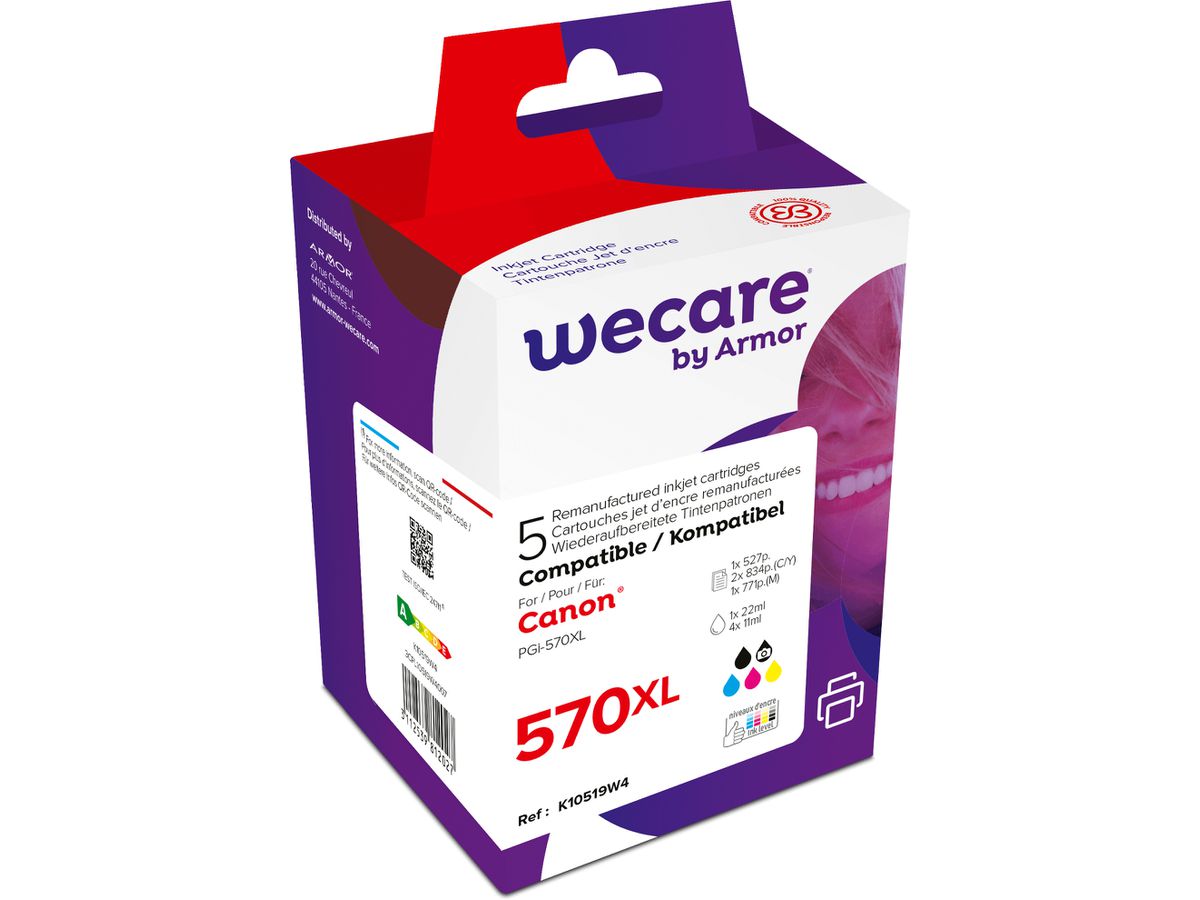 WECARE Multipack rebuilt XL BKCMY PGCL570/1 p. Canon PIXMA MG5750 22/11ml (3112539812027)