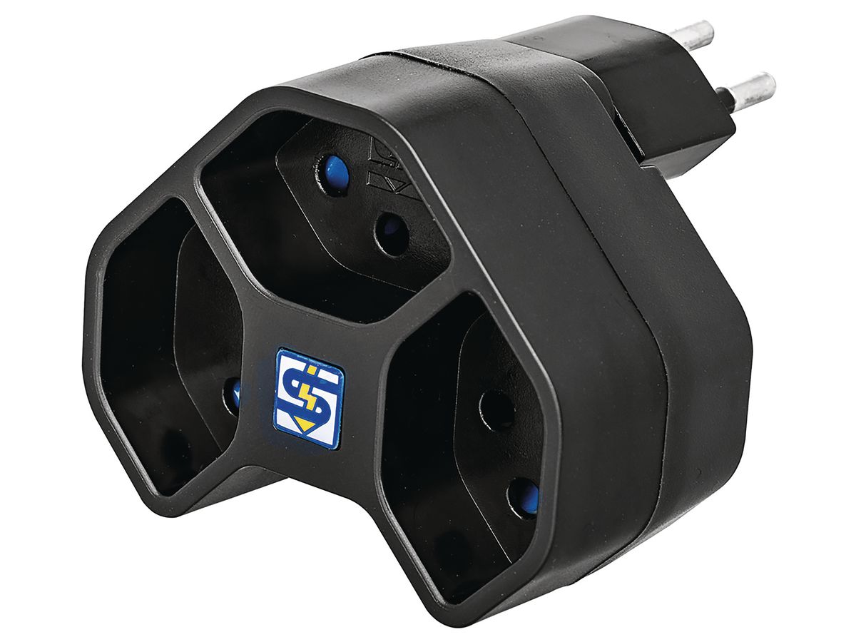 STEFFEN Prise multiple MANTA 14 97 1001 noir, rotatif, 3xT13 (7611007145453)