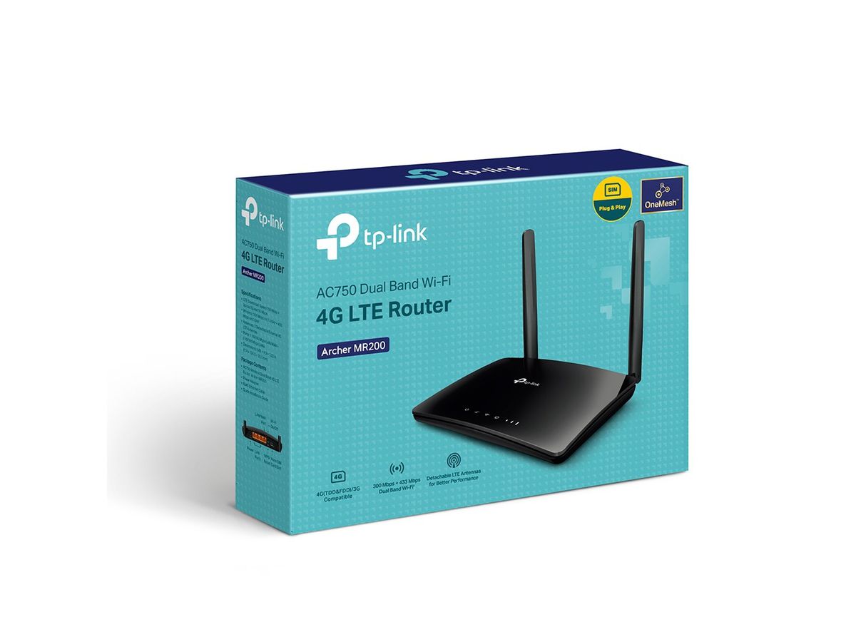 TP-LINK 4GLTE WiFI Dual Band Router AC750 ARCHER MR200 V5.3 Nano Sim (6935364086855)