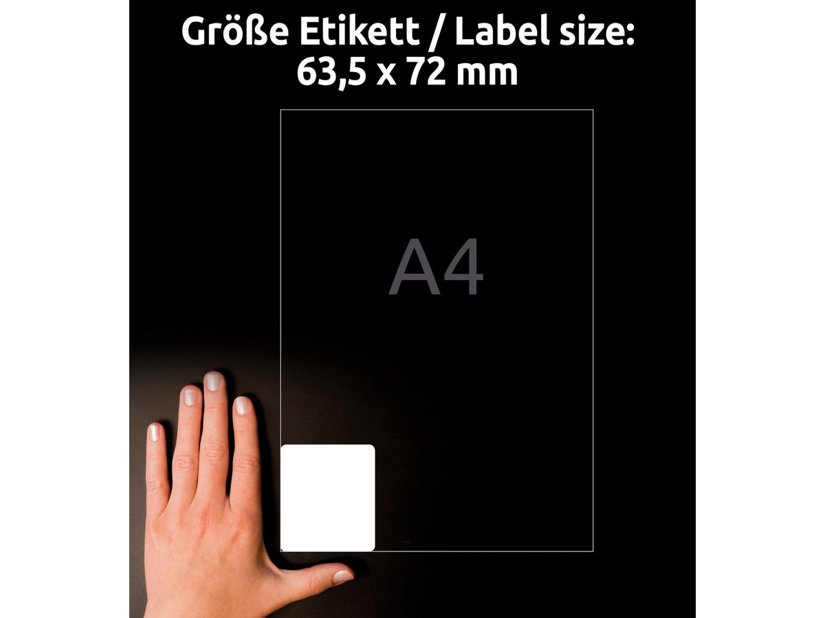 AVERY ZWECKFORM Adressetiketten 63,5x72mm 7164-100 weiss 1200 Stk./100 Blatt (4004182239063)