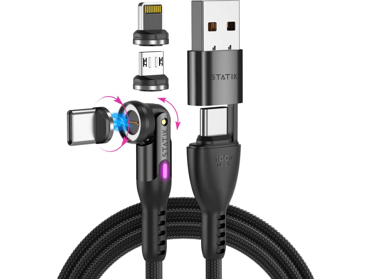 STATIK Statik 360 Pro, Uni.Mag. Tip PUP-0520-3FT Cable, 1m, 100W Black (0810024055142)