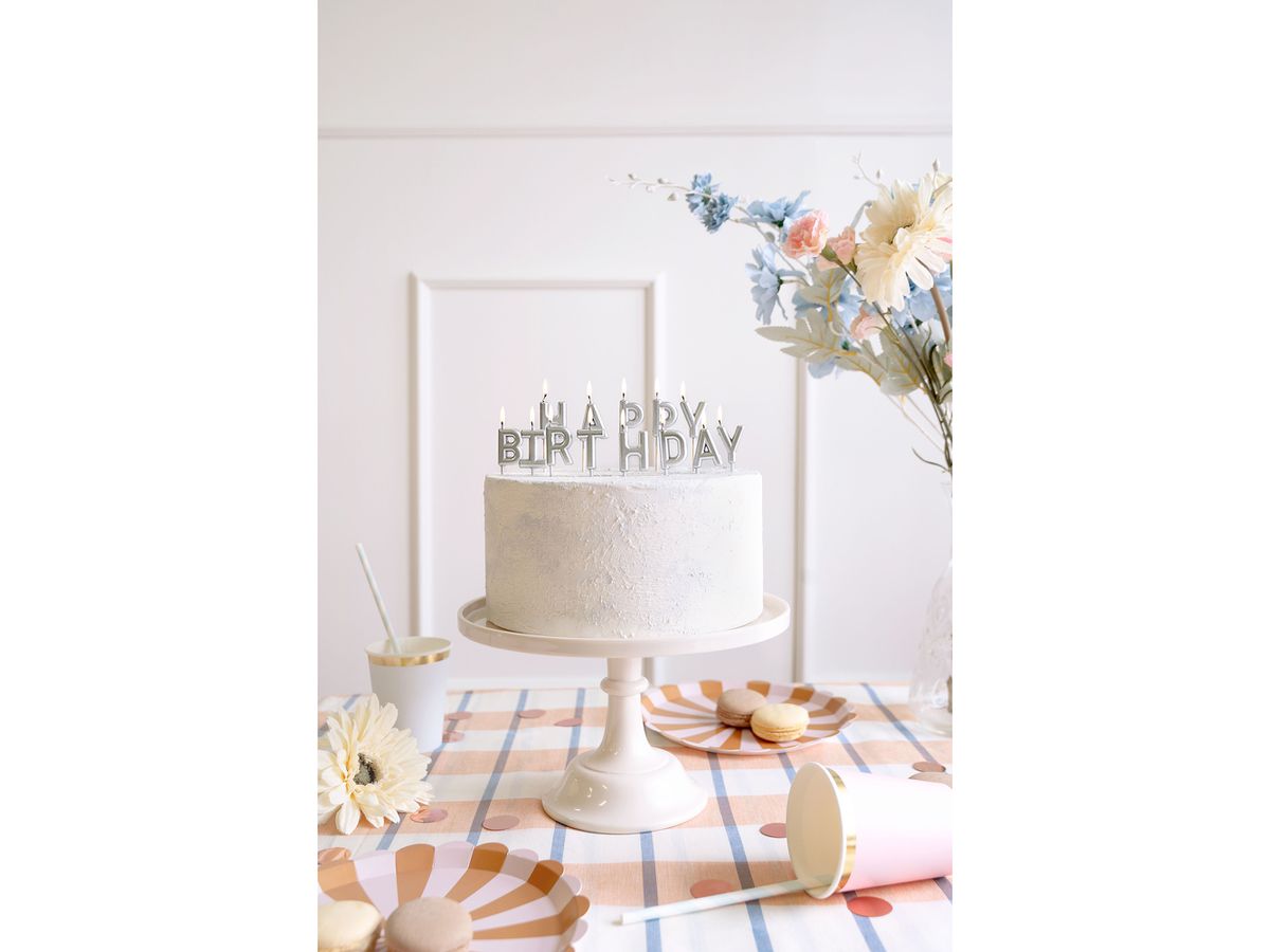 PARTYDECO Candele Happy Birthday SCS-13-018 Argento (5904555032712)