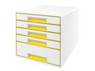 LEITZ Cassetti portadoc. WOW Cube A4 5214-20-16 bianco/giallo 5 cassetti (4002432121618)