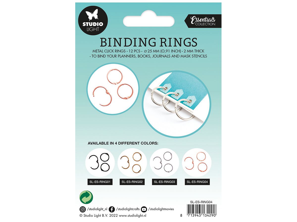 SIZZIX Bindung Klickri. 2.3x2.3x0.3cm RING04 rosegold 12 Stück (8713943134290)