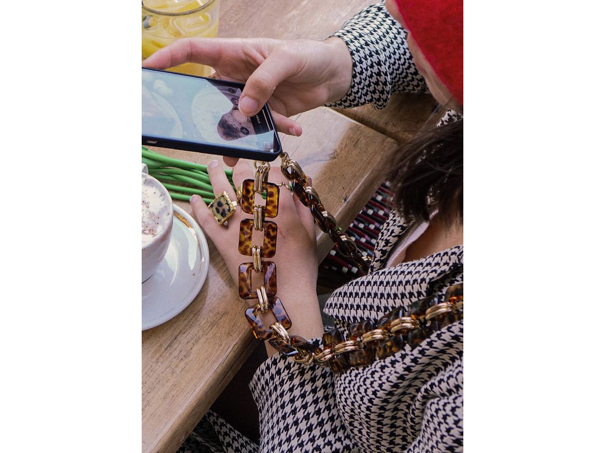 ZANAÉ Phone Necklace Golden Fire 17445 Leopard & Gold animal print (3663838174458)