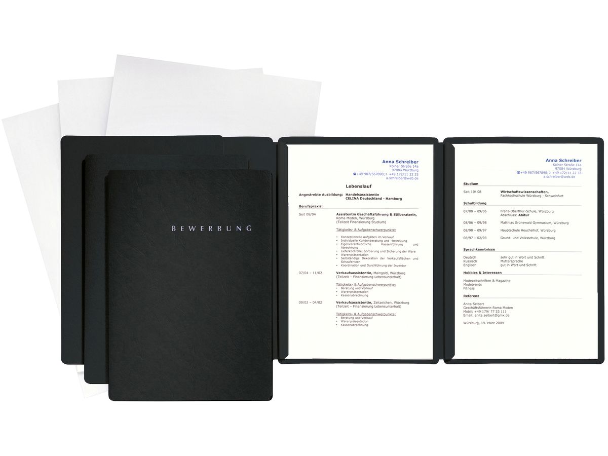 PAGNA Bewerbungsset Special A4 22028-04 schwarz 3-teilig 3 Stück (4013951006874)
