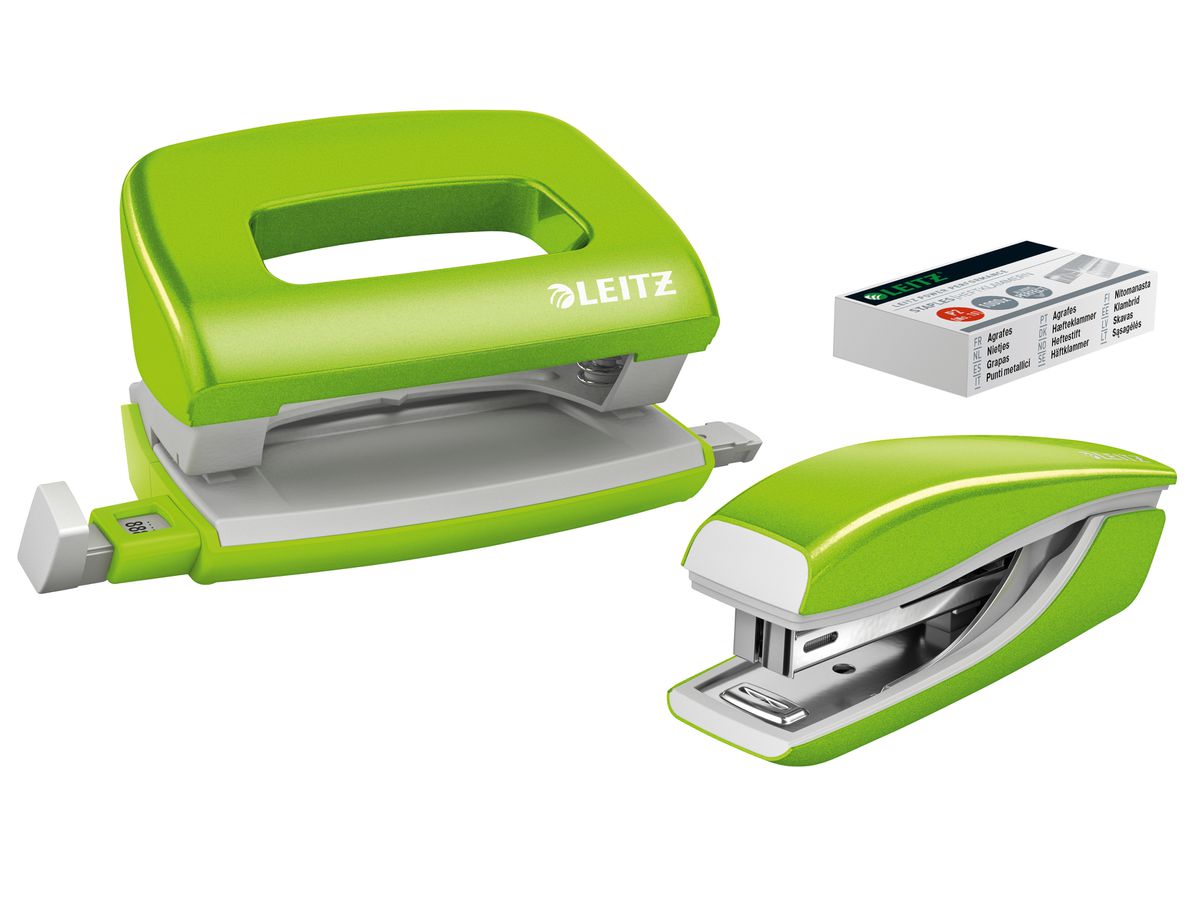 LEITZ Perforateur/Agrafeuse WOW 5561-20-54 vert, Bundle 10 feuilles (4002432123834)