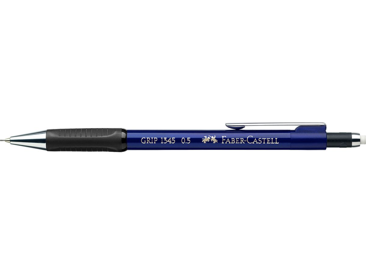 FABER-CASTELL Porte-mine GRIP 1345 0.5mm 134551 bleu, avec gomme (4005401345510)