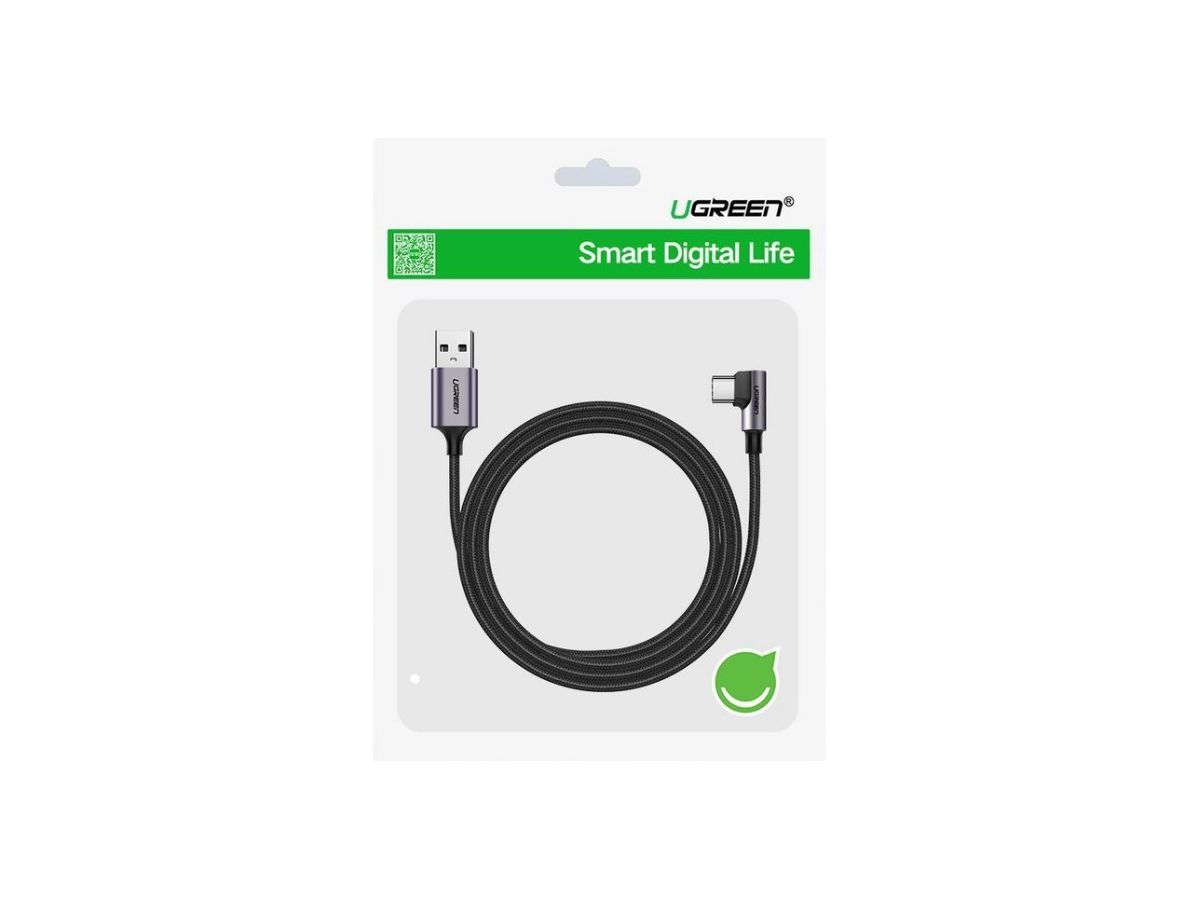 UGREEN USB-A to USB-C Cable 2m 50942 Right Angle, Space Gray (6957303859429)