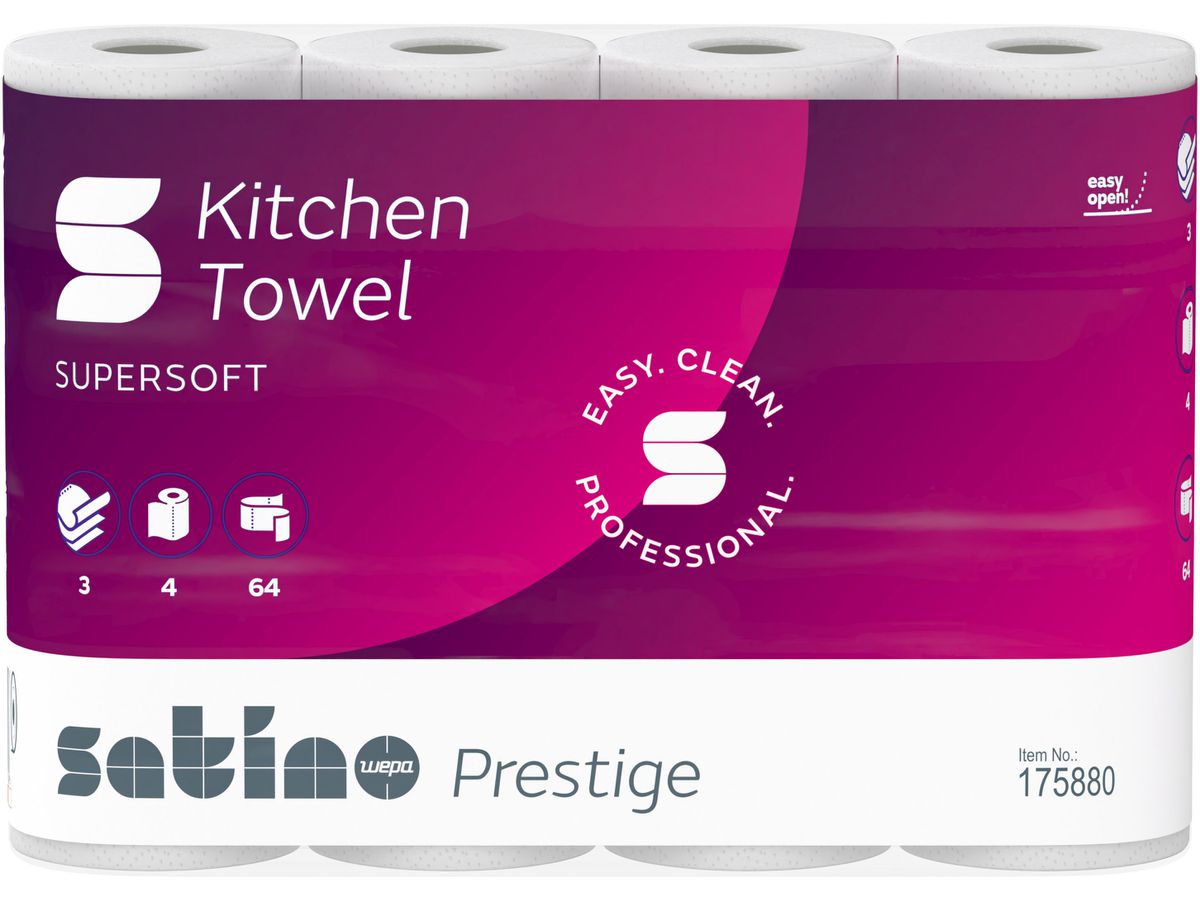 SATINO Haushaltspapier Satino 26x22cm 627885 3-lagig, 4 Rollen / 51 Blatt (4000735356508)