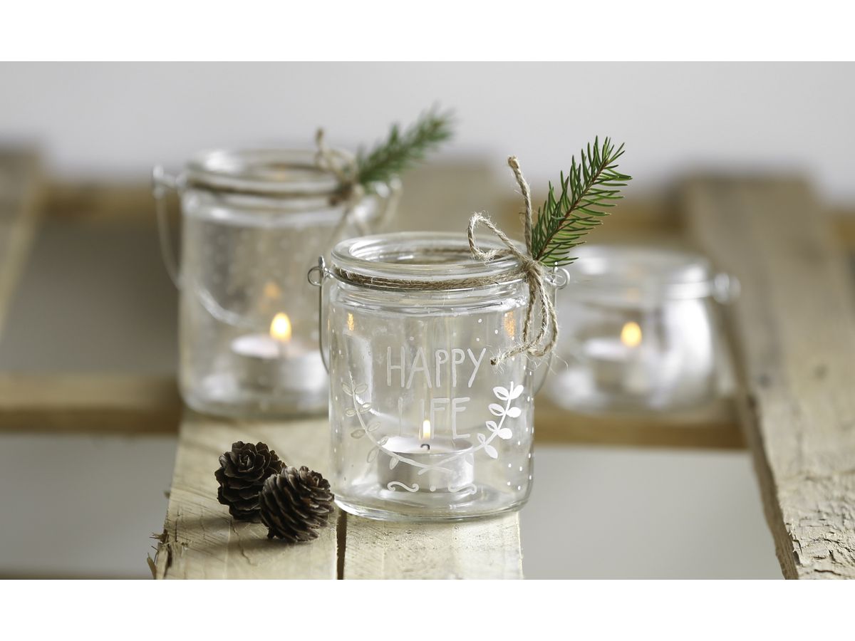 I AM CREATIVE Teelichtglas 5100.28 mit Bügel Durchmesser 7.3x6cm (7611983165896)