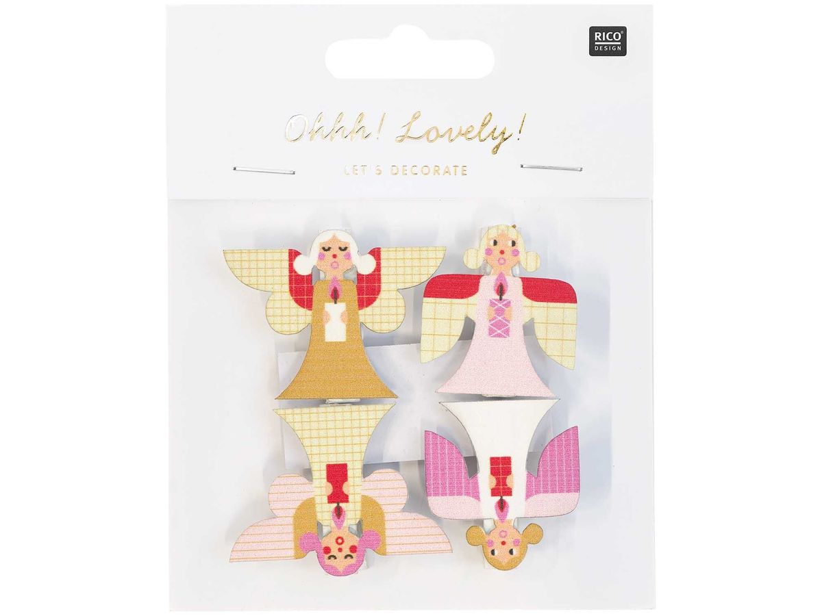 RICO DESIGN Deko-Clips Engel 3.5cm 7040.31.25 4 Stück (4051271476472)