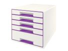LEITZ Set tiroirs WOW Cube A4 52142062 blanc/violet, 5 tiroirs (4002432115457)