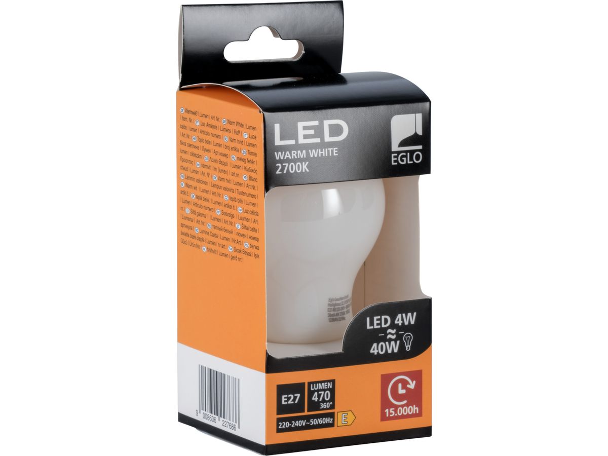 EGLO Leuchtmittel LED E27 110032 470 Lumen, 4W (9008606227686)