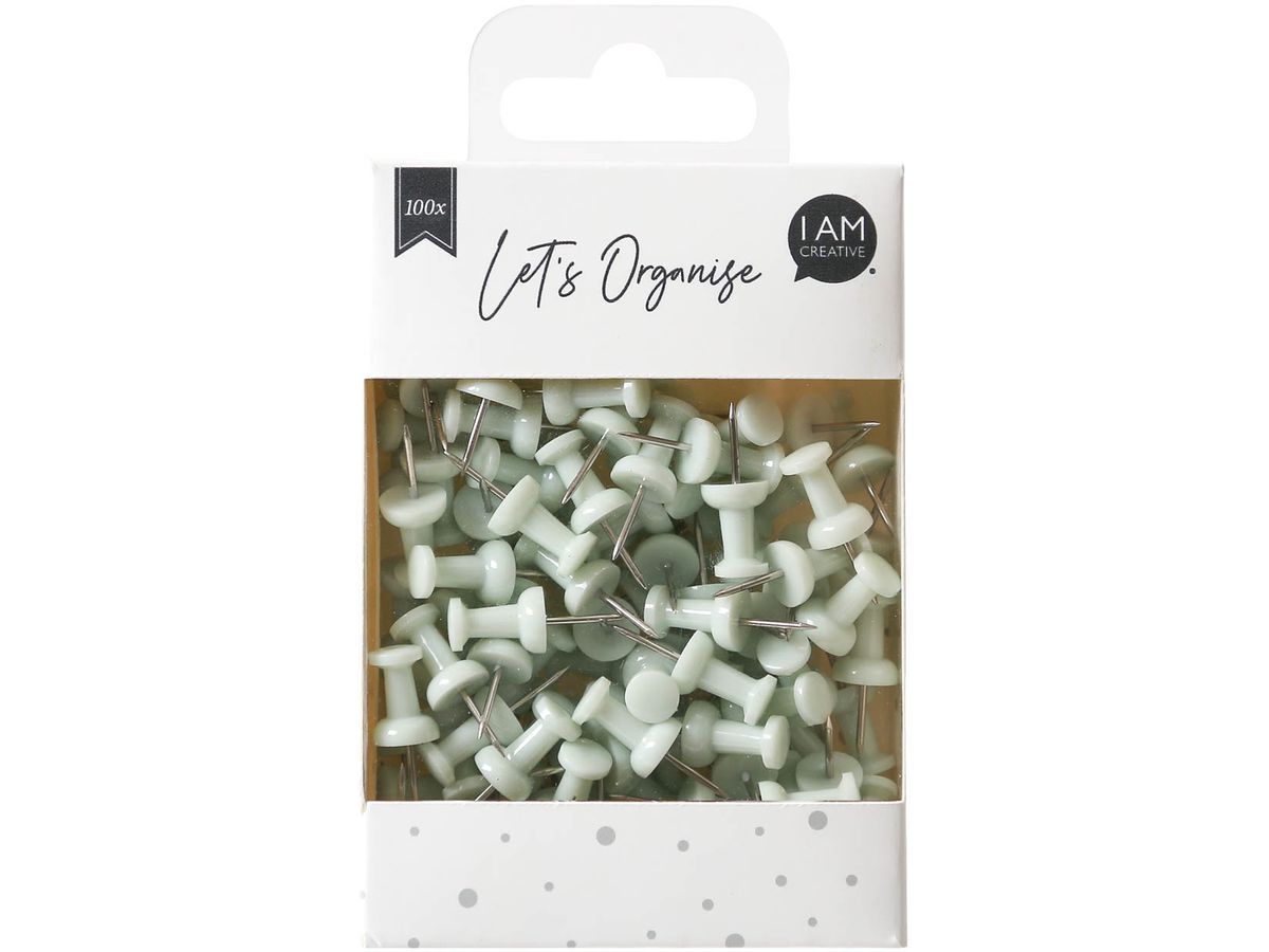 I AM CREATIVE Push Pins Let`s Organize 4035.17 verde chiaro, 9x24cm 100 pezzi (7611983211760)