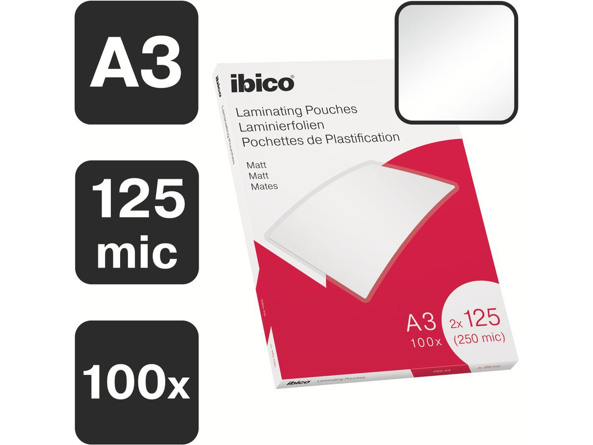 IBICO Laminiertasche A3 627324 matt, 125my 100 Stk (4049793065991)