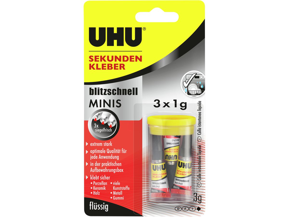 UHU Sekundenkleber 51635 flüssig, MINIS 3 x 1g (4026700516357)