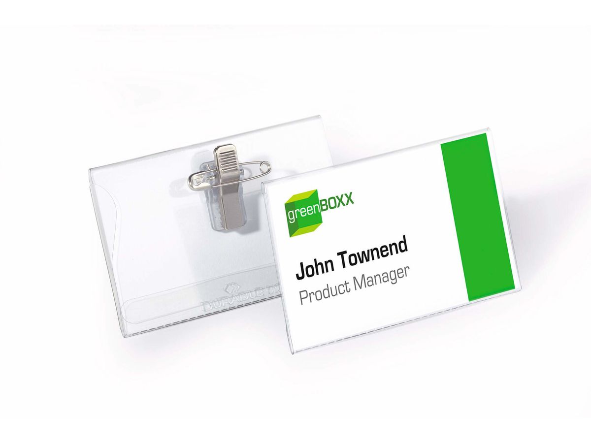 DURABLE Namensschild m/Klemme 90x54mm 861019 5 Stück transp. Kunststoff (4005546805542)