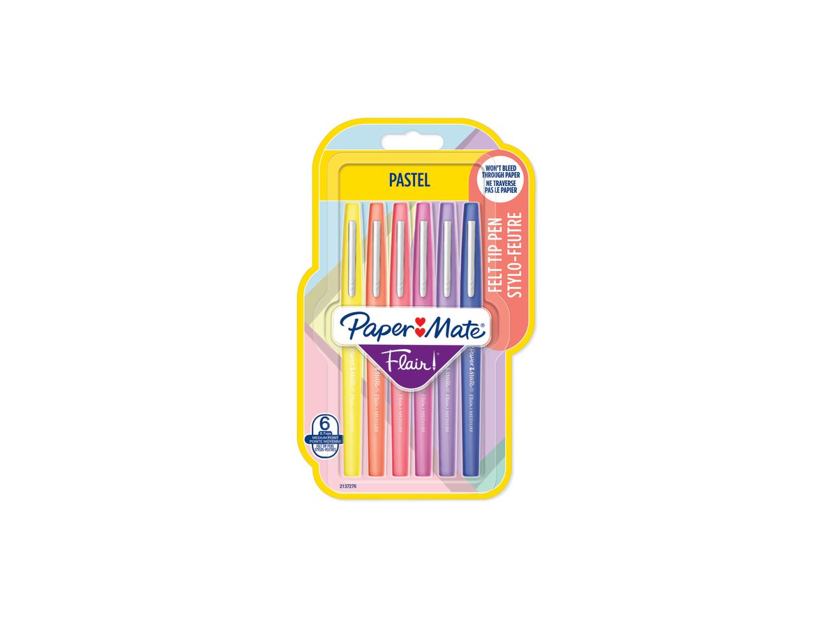 PAPERMATE Stylo fibre Flair 0.7mm 2137276 Pastel, ass. 6 pcs. (3026981372766)
