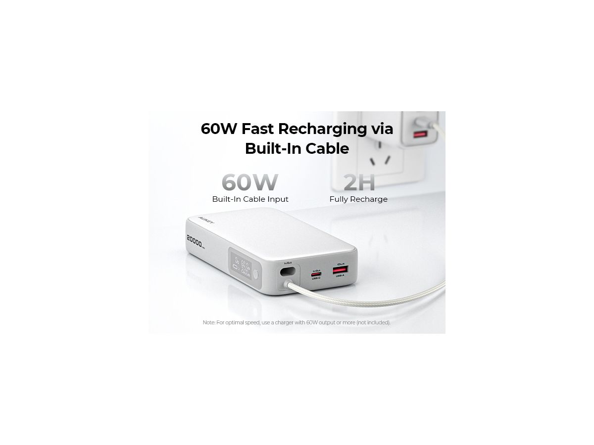 AUKEY Spark Sling 20000mAh PB-Y48 WH 100W PD Bild-in-USB-C, white (0689323788392)