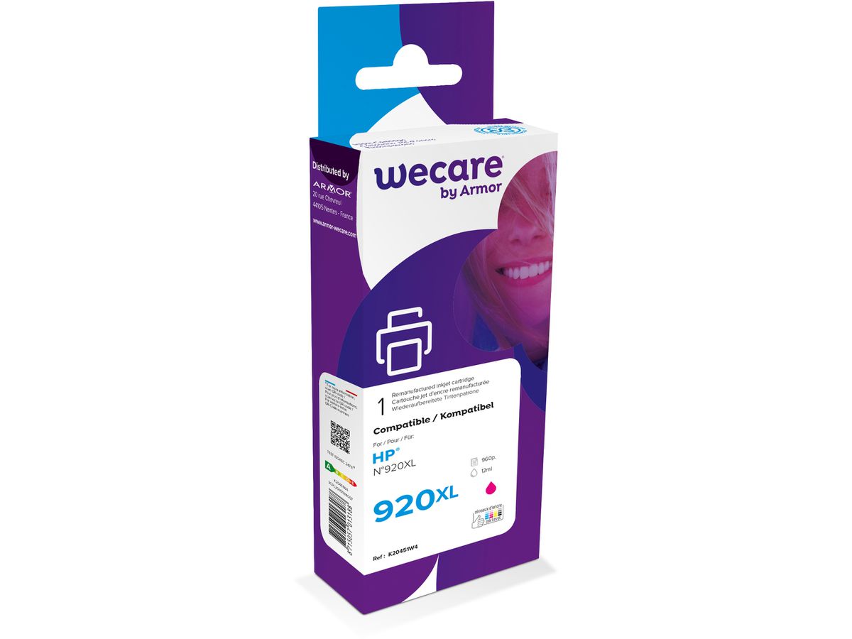WECARE Tinte 920XL rebuilt magenta CD973AEWE zu HP OfficeJet 6500 12ml (8715057013188)