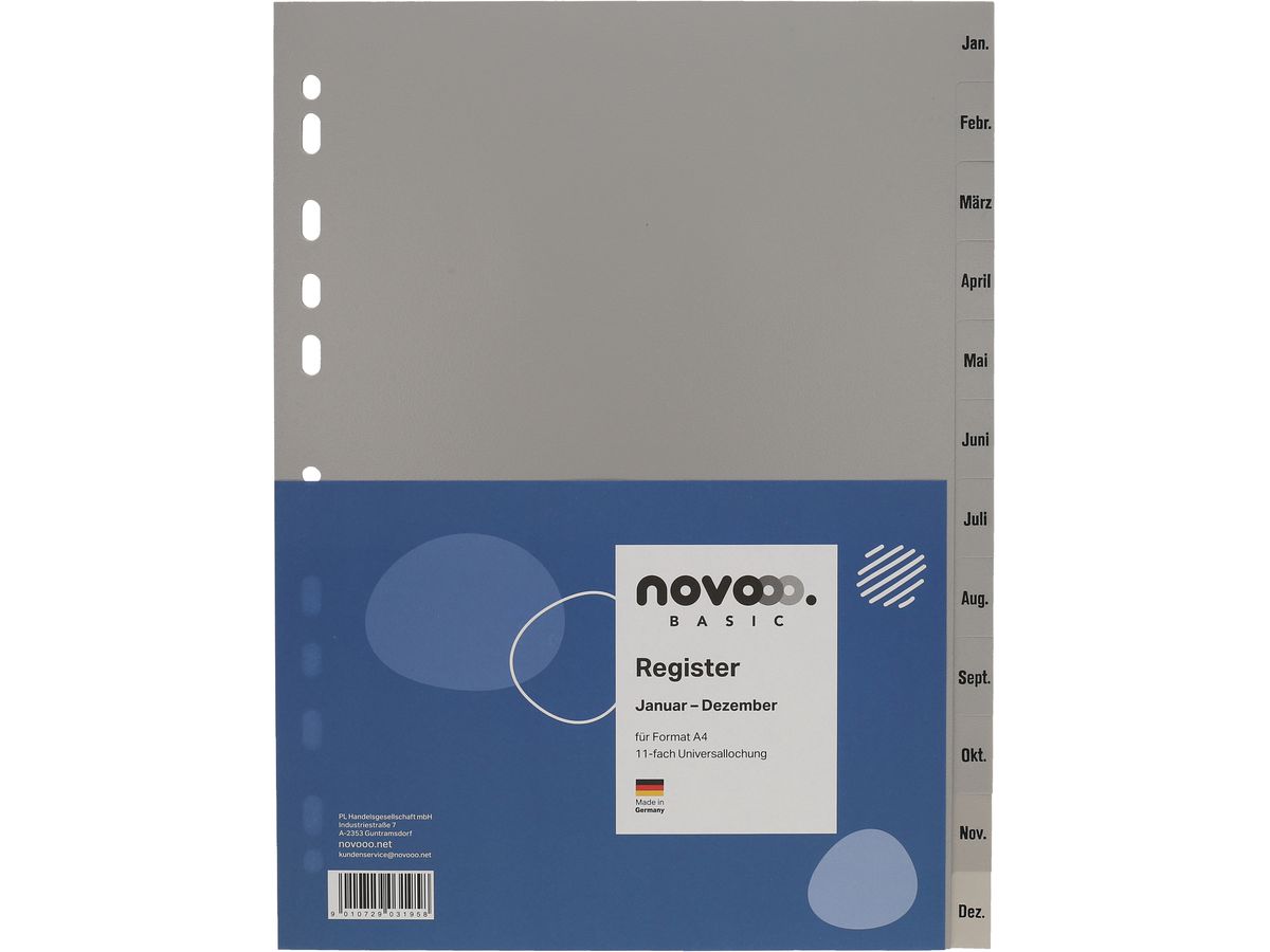 NOVOOO Register PP A4 40948 grau Jan-Dez DE (9010729031958)
