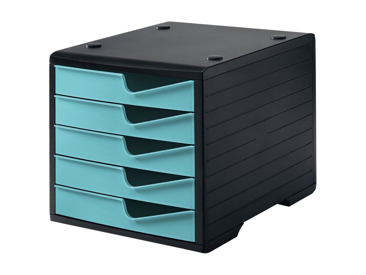 STYRO Styroswingbox 275-8430.529 schwarz/aqua 5 Schubladen (7612176086363)