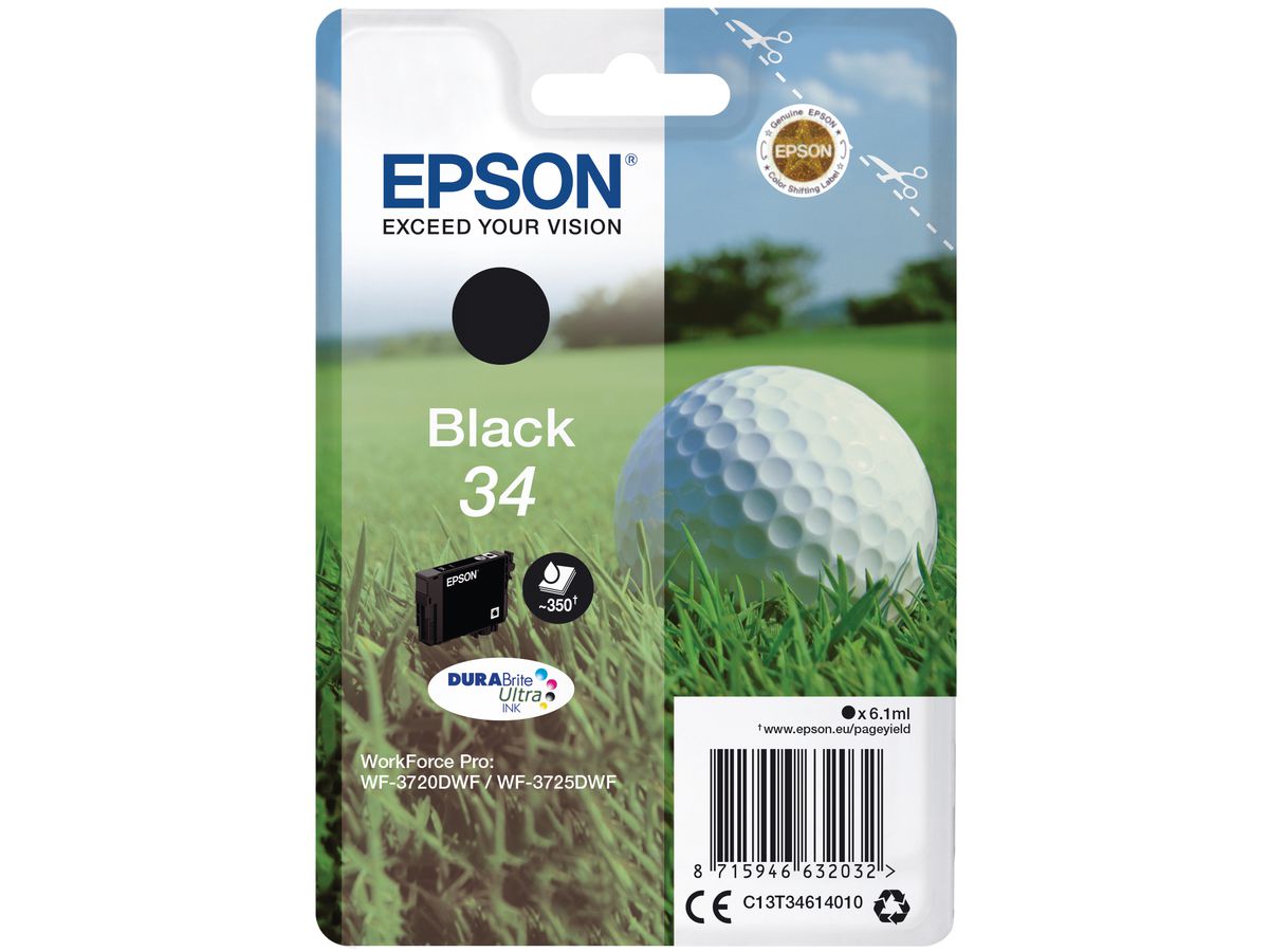 EPSON Tintenpatrone schwarz T346140 WF-3720/3725DWF 350 Seiten (8715946632032)