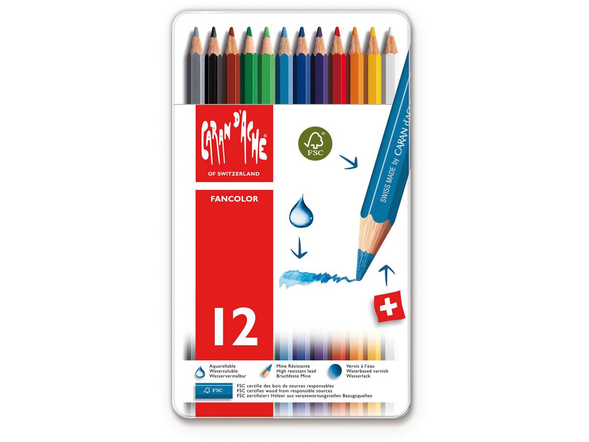 CARAN D'ACHE Farbstifte Fancolor 1288.312 12 Farben (7630002306980)