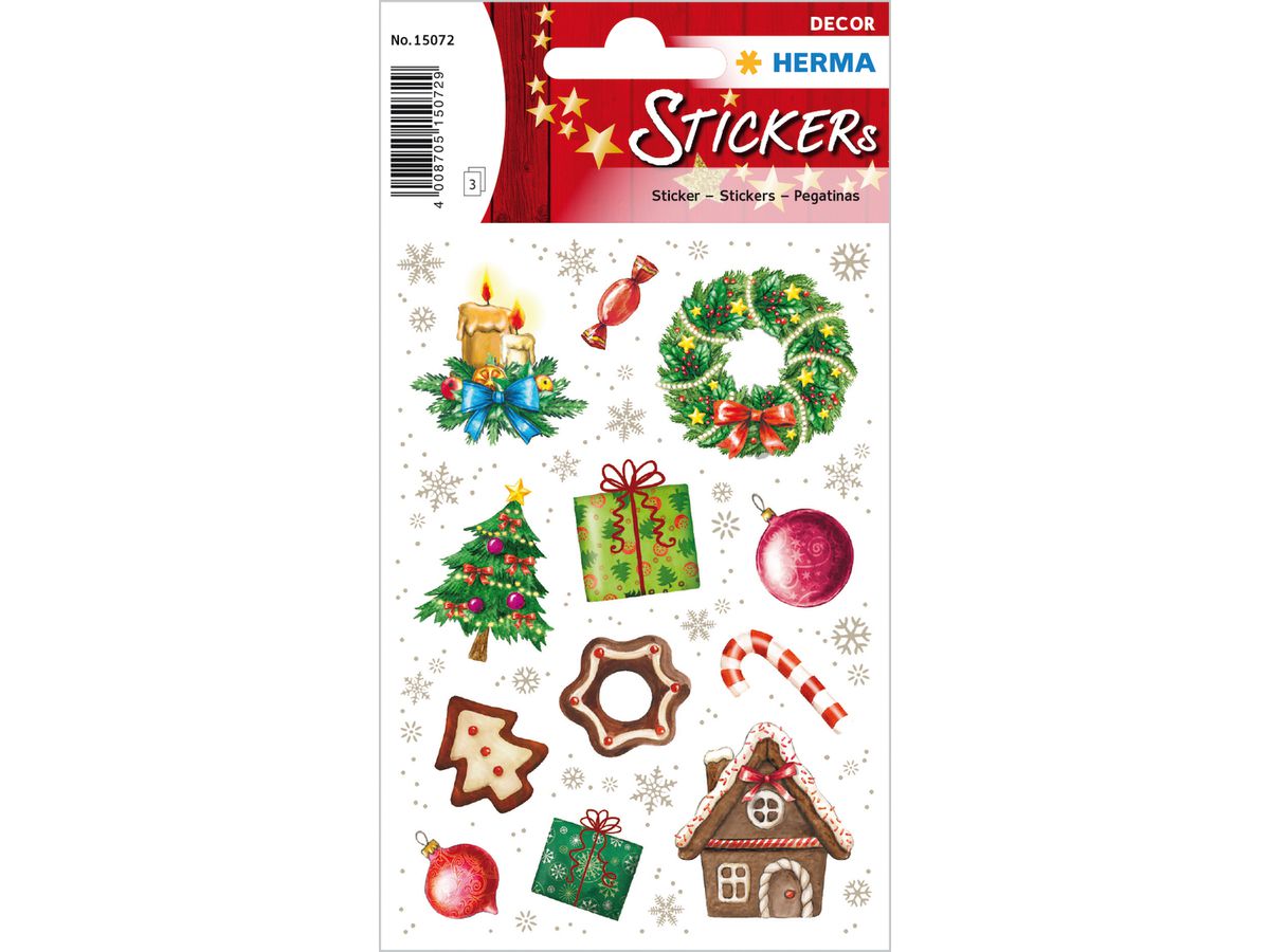 HERMA Sticker Noël 15072 coloré 36 pcs./3 flls. (4008705150729)