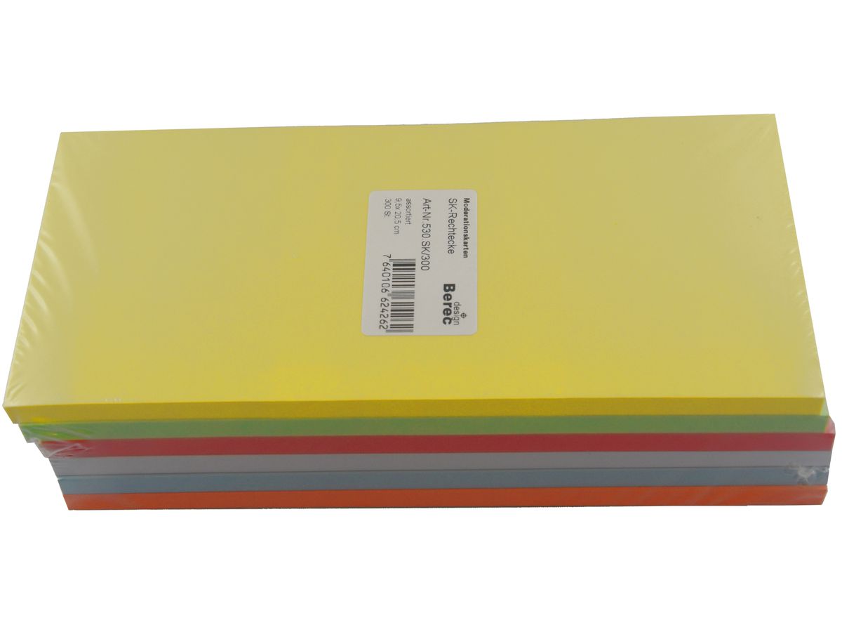 BEREC Karten 6-farbig ass. 530.SK300 Rechteck 205x95mm 300 Stk. (7640106624262)