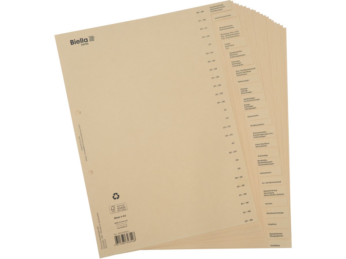 BIELLA Répertoire à construction A4 46442690U brun AL 26 pcs. (7611365323548)