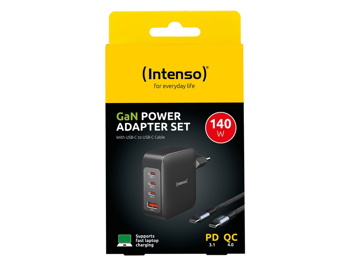 INTENSO Power Adapter W140A3C Charger 7814010 140 W, 3x USB-C, 1x USB-A (4034303035359)