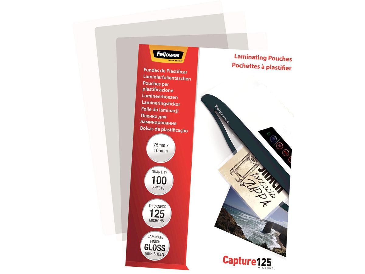 FELLOWES Pochettes à plastif. 75x105 5306901 brillant, 125my 100 pcs. (0077511530692)