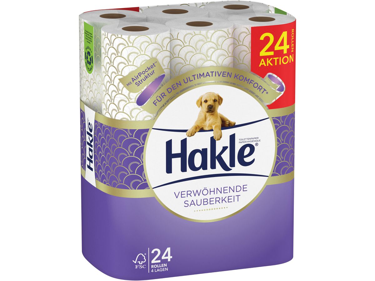 HAKLE Toilettenpapier 4161804 Verwöhnende Sauberkeit 24 Rl. (5029053033587)