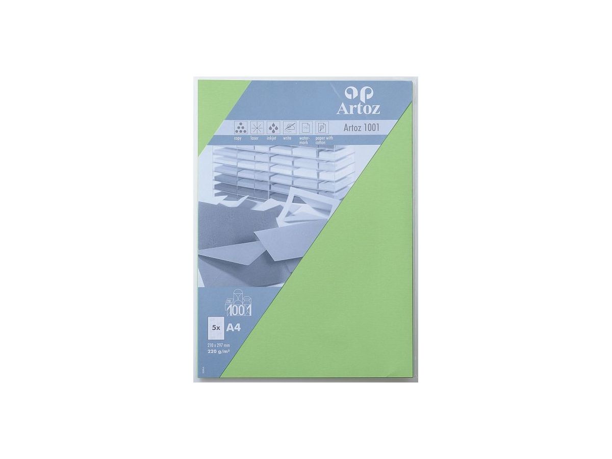 ARTOZ Cartes 1001 A4 107696143 220g, vert bouleau 5 feuilles (7612450251067)