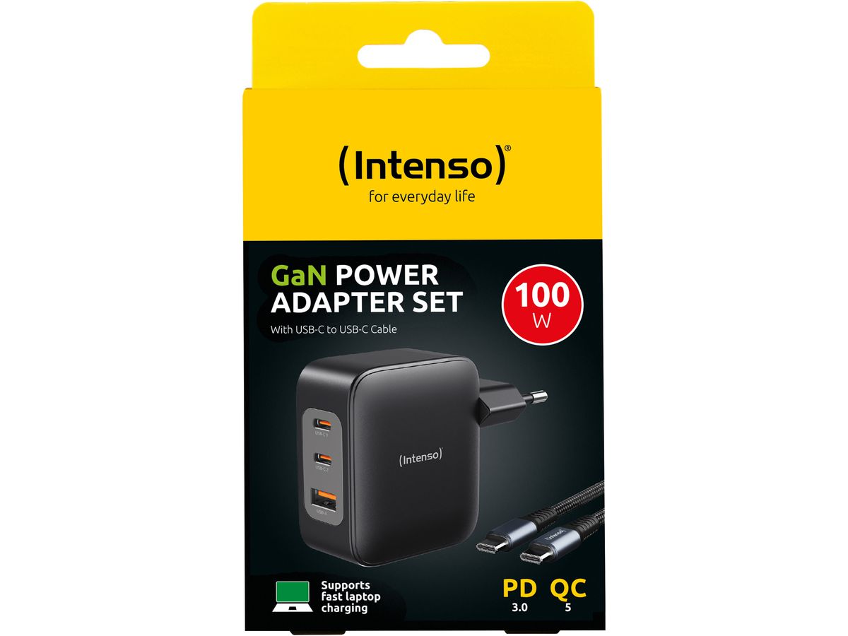 INTENSO Power Adapter W110ACC Charger 7810010 100W, 2x USB-C, 1x USB-A (4034303036035)