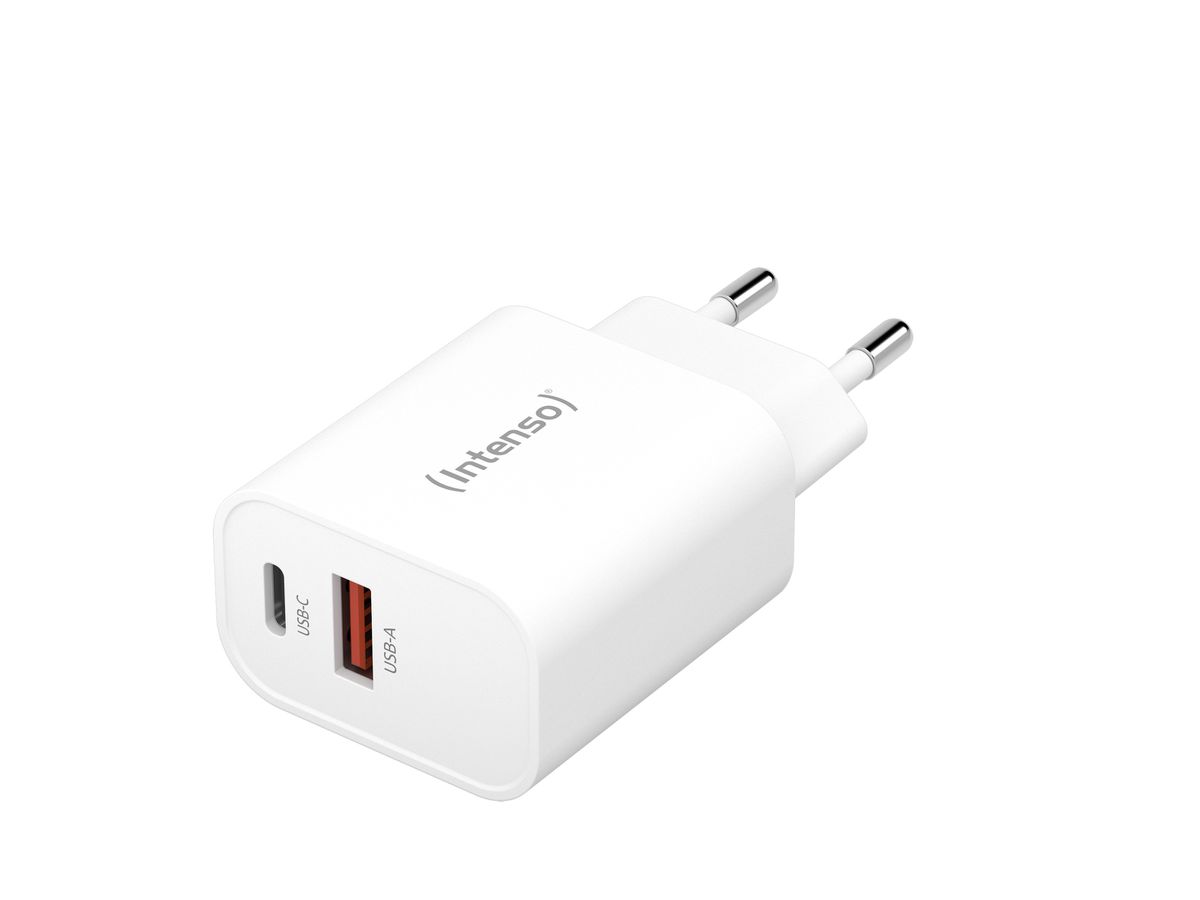 INTENSO Power Adapter W30AC Charger 7803012 30W, USB-A & USB-C, white (4034303033287)